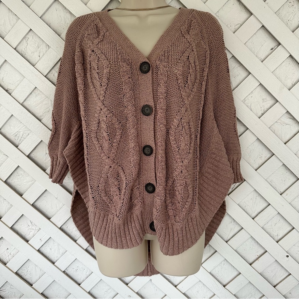Left on Houston Boho Cable Knit Loose Knit Cardigan Boho XS